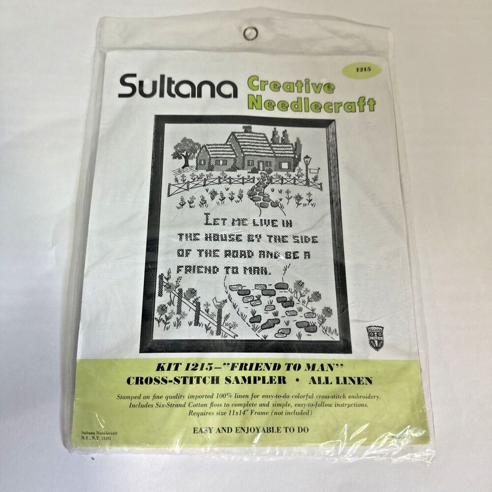New Sultana Creative Needlecraft #1215 Friend to Man Cross Stitch Sampler Kit